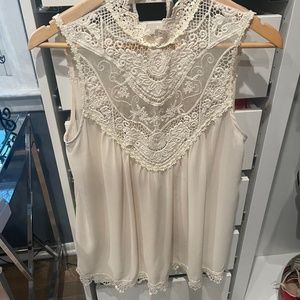 Cream lace sleeveless top